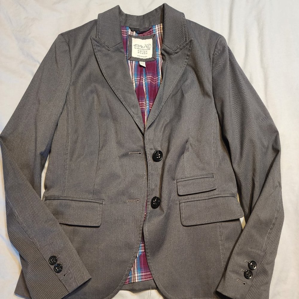 Esprit grey pinstripe blazer, 10, GUC